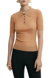Mango Polo Collar Wool Sweater Medium Brown In Medium Brown