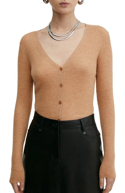 Mango Cardigan In Medium Brown