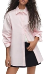 Mango Cotton Poplin Button-up Shirt In Pink