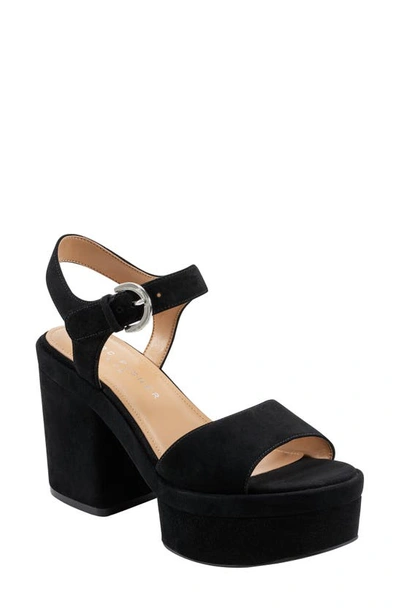 Marc Fisher Ltd Normi Ankle Strap Platform Sandal In Black Suede