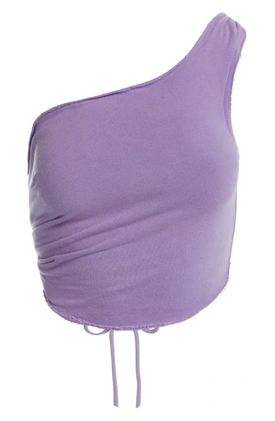 Naked Wardrobe The Extra Cozy One-shoulder Crop Top In Light Purple