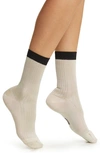 Stems Lattice Knit Crew Socks In Ivory/ Black