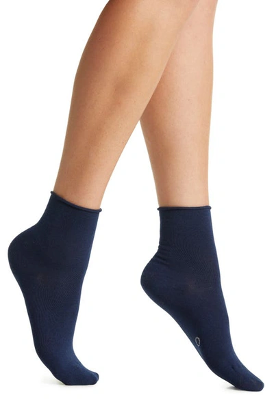 Oroblu Organic Cotton Blend Ankle Socks In Blue