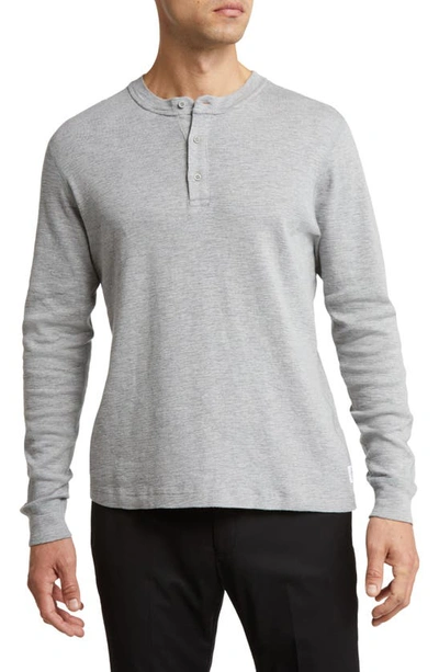 Reigning Champ Cotton Long Sleeve Henley In H. Grey
