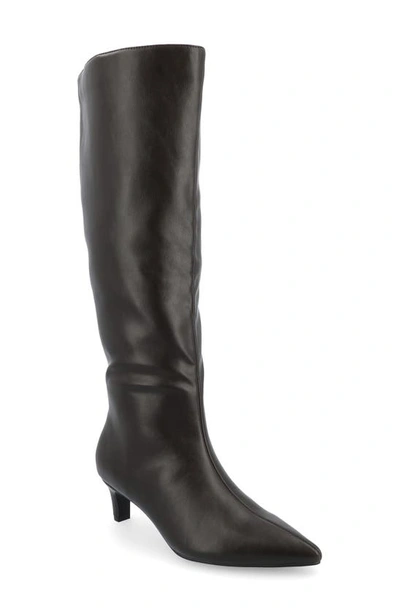 Journee Collection Tullip Kitten Heel Boot- Wide Width & Extra Wide Calf In Brown