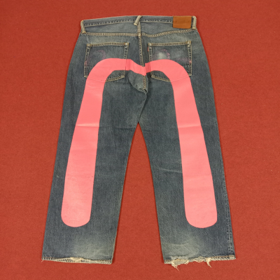 Pre-owned Evisu X Vintage Evisu Streetwear Skater Custom Daicock Style Jeans In Blue Jean