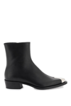 Alexander Mcqueen Leather Punk Ankle Boots Men In Black