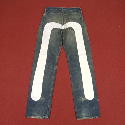 Pre-owned Evisu X Vintage Evis Skateboard Custom Daicock Style Jeans In Blue Jean