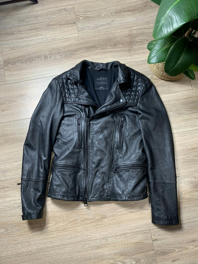 Pre-owned Allsaints Conroy Leather Biker Jacket In Black