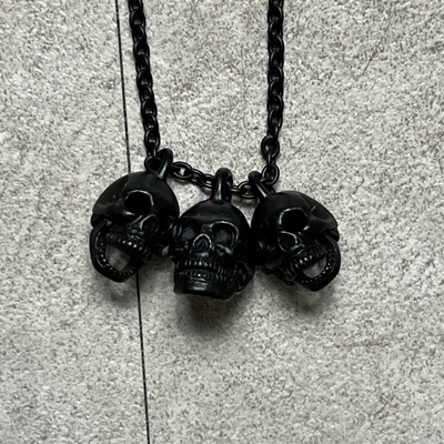 Pre-owned Number N Ine Number (n)ine Skull Head Necklace In Black