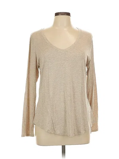 Pre-owned 78 & Sunny Long Sleeve Top Tan V Neck Tops In Brown