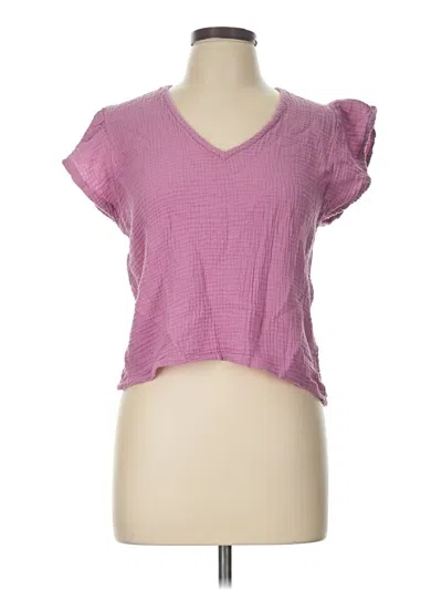 Pre-owned 78 & Sunny Short Sleeve Top Purple Sweetheart Neckline Tops