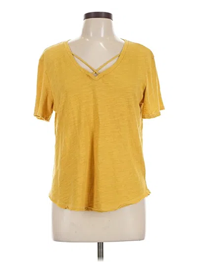 Pre-owned 78 & Sunny Short Sleeve Top Yellow V-neck Tops