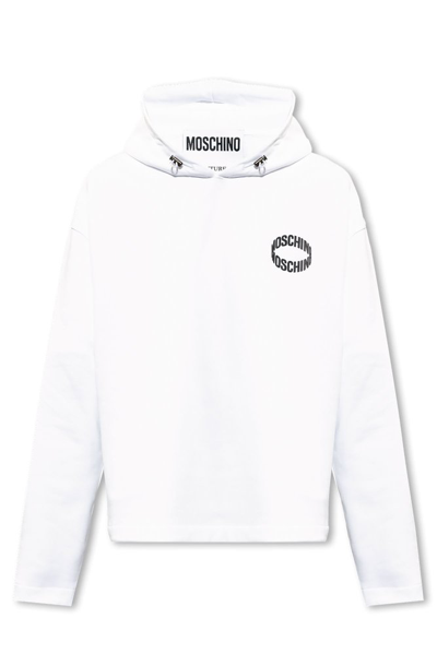 Moschino Logo Printed Hoodie In White