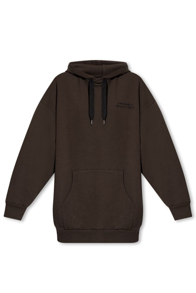 Isabel Marant Sylla Logo Embroidered Drawstring Hoodie In Black