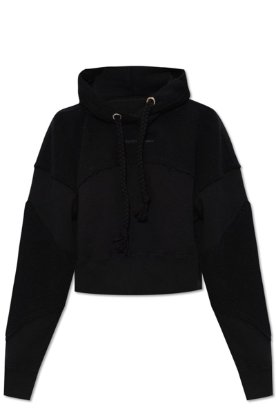 Khrisjoy Logo-print Cotton Cropped Hoodie In Black