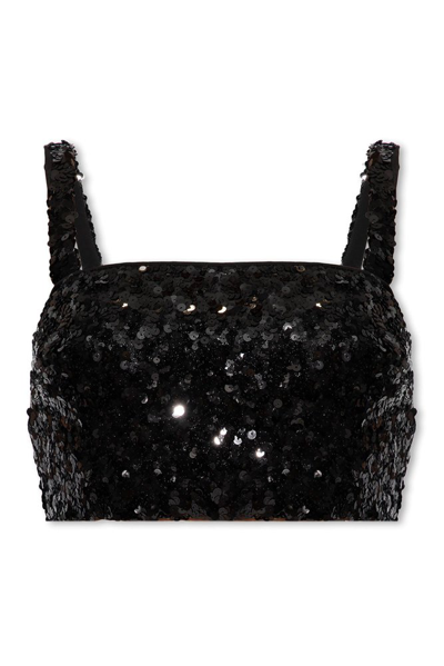 Dolce & Gabbana Sequinned Cropped Tank Top In Black