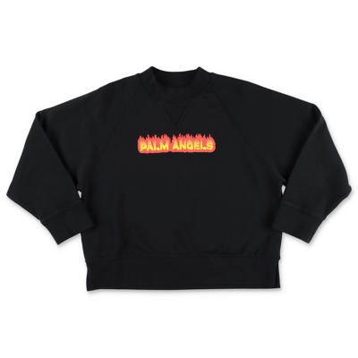 Palm Angels Kids Flames Logo In Black