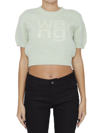 ALEXANDER WANG ALEXANDER WANG LOGO EMBROIDERED KNITTED CROPPED TOP