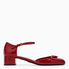 Prada Women's Open-sided Patent Leather Pumps In Red