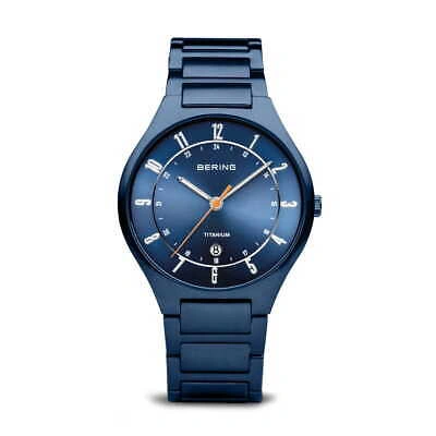 Pre-owned Bering Time - Titanium - Mens Matte Blue Watch - 11739-797