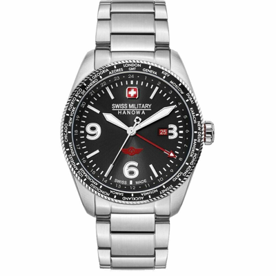 Pre-owned Swiss Military Hanowa Swiss Made Mens Watch City Hawk Gmt Dual Time Smwgh2100904