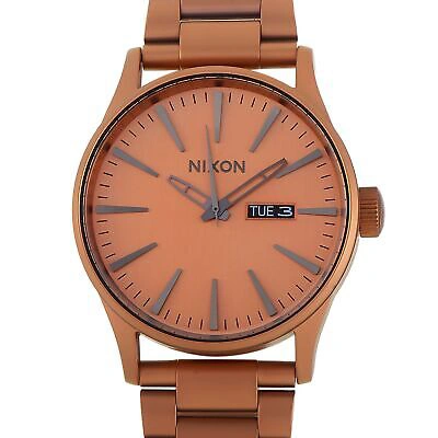 Pre-owned Nixon Sentry Ss 42 Mm All Matte Copper Stainless Steel Watch A356 3165