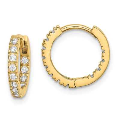 Pre-owned Jewelry Madi K Kid's Earrings 14k Yellow Gold White Cubic Zirconia Hinged Hoop