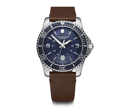 Pre-owned Victorinox Swiss Army Men's Maverick 43mm Watch, Blue W/ Leather Strap - 241863