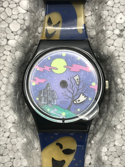 Pre-owned Swatch Wristwatch  Gent Geisterstund (gb192)-new/nos-halloween-ghosts-full Wrkg