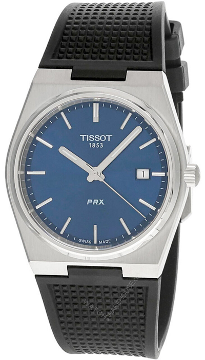 Pre-owned Tissot Prx Quartz 40mm Blue Dial Rubber Men's Watch T137.410.17.041.00