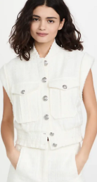 Pre-owned Veronica Beard Women's Off White Anastasia Tweed Vest, Large