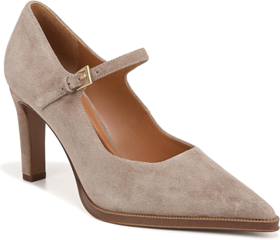 Pre-owned Franco Sarto Women's Athena Pointed Toe Mary Jane Pump In Chinchilla Grey Suede