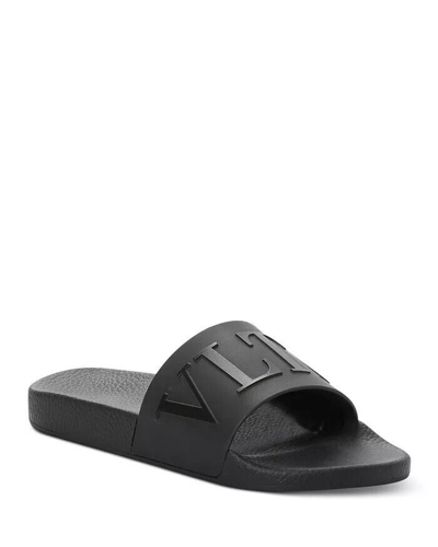 Pre-owned Valentino Garavani Men's Vl7n Slide Sandals $320 In Black
