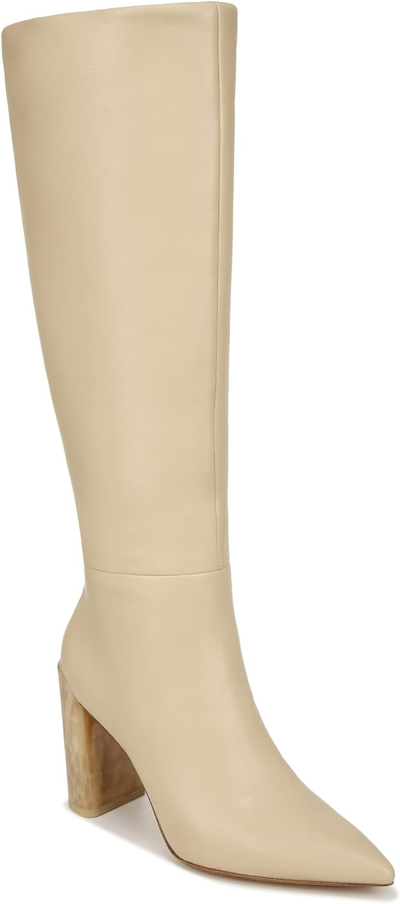Pre-owned Vince Women's Pilar Knee High Boots In Macadamia Beige Leather