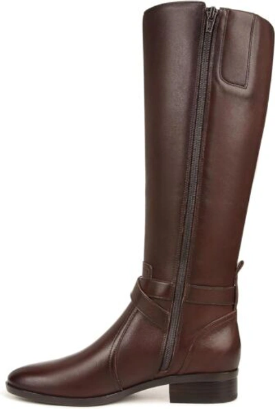 Pre-owned Naturalizer Womens Rena Knee High Riding Boot In Chocolate Brown Leather Narrow Calf