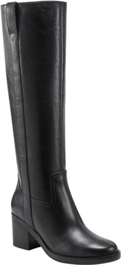 Pre-owned Marc Fisher Women's Hydria Fashion Boot In Black Leather