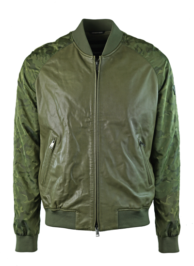 Pre-owned Emporio Armani W1b54p W1p58 010 Leather Jacket In Green