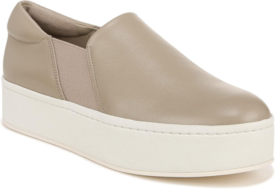 Pre-owned Vince Women's Warren Slip On Platform Sneaker In Light Straw Leather