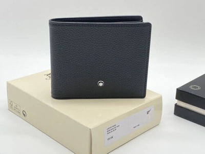 Pre-owned Montblanc Black Leather Soft Grain Wallet 6cc With View Pocket 100% Genuine