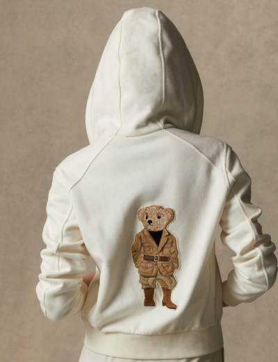 Pre-owned Ralph Lauren Purple Label Taryn Safari Bear Hoodie Women Xs, S, M $1190 In White