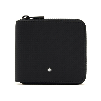 Pre-owned Montblanc Extreme 2.0 Leather Zip Around Card Holder Case Coin Wallet Purse Men In Black