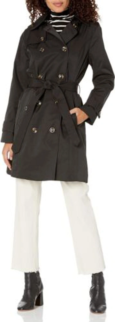 Pre-owned London Fog Women's Double Breasted Trench Coat In Black