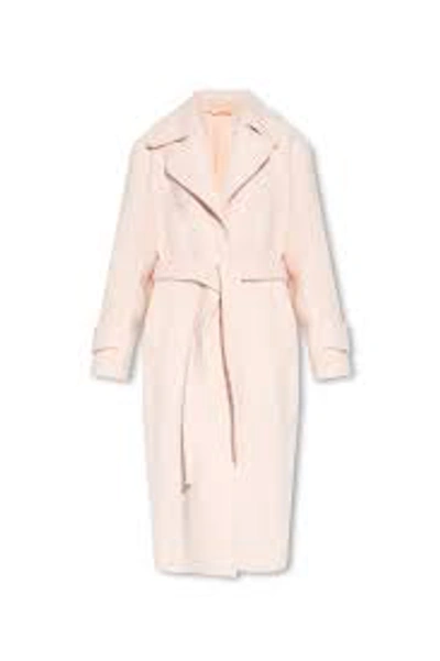 Acne Studios Single-breasted Bouclé Coat In Powder Pink