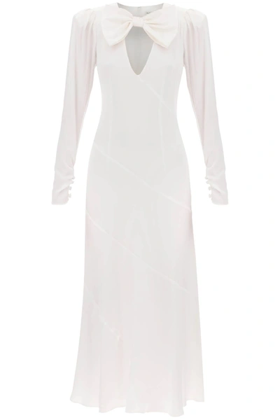 Alessandra Rich Long Dress In Silk Satin In White