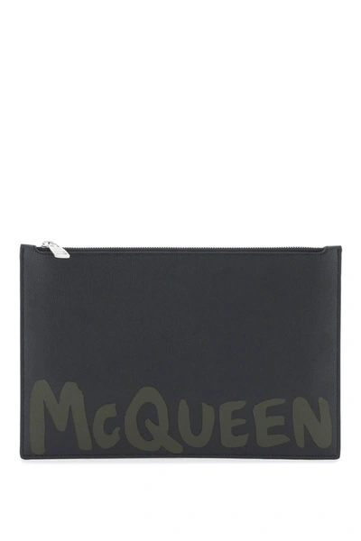 Alexander Mcqueen Graffiti Flat Pouch In Multicolor