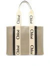 Chloé Natural Canvas Woody Bag In Neutral