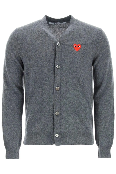 Comme Des Garçons Play Comme Des Garcons Play Heart Patch Cardigan In Grey