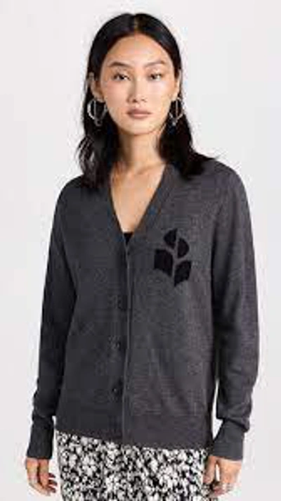 Isabel Marant Étoile Karin Cardigan With Logo Intarsia In Grey