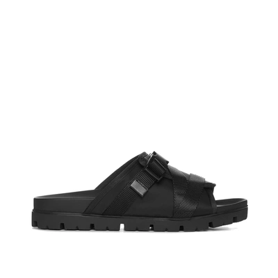 Prada Nylon Slides In Black